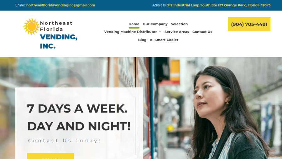 Screenshot of the Northeast Florida Vending website