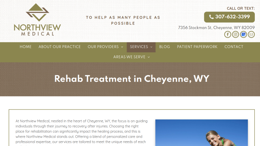 Screenshot of the Northview Medical website