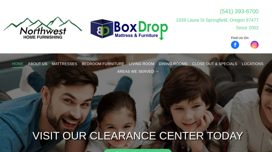Screenshot of Northwest Home Furnishings website
