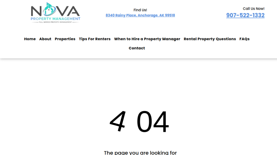 Screenshot of the Nova Property Management website