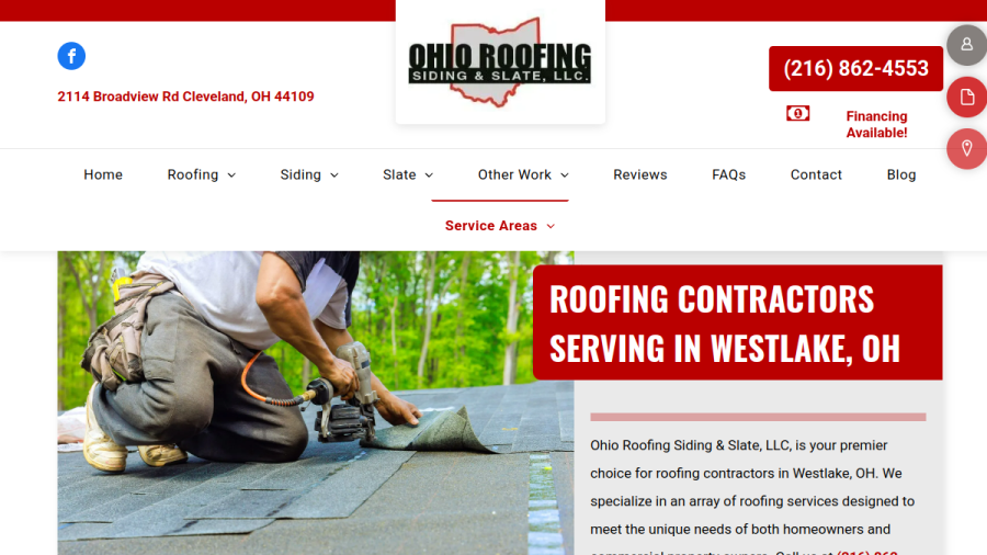 Ohio Roofing Siding and Slate LLC website