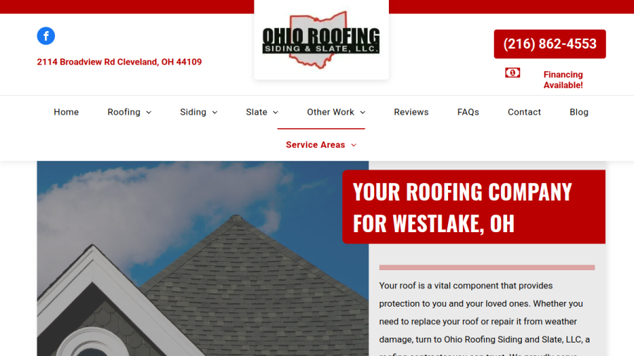 Ohio Roofing Siding and Slate LLC website