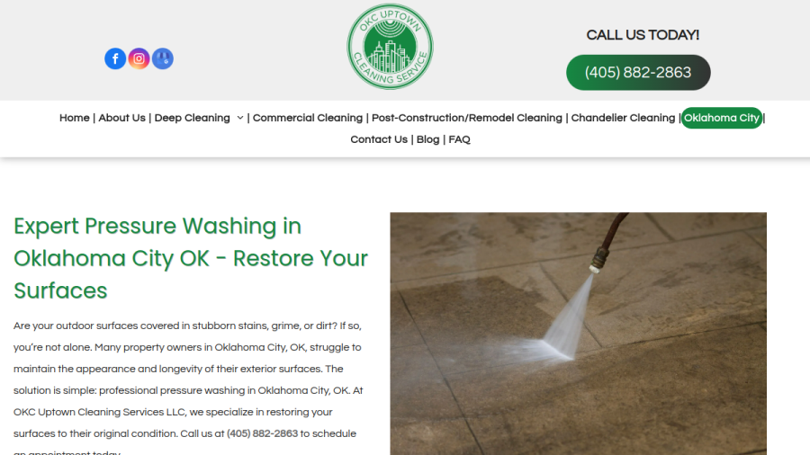 Screenshot of the Uptown Cleaning Services, LLC website