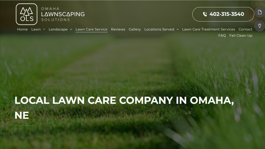 Screenshot of the Omaha Lawnscaping Solutions website