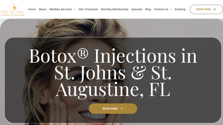 Screenshot of the One MedSpa website
