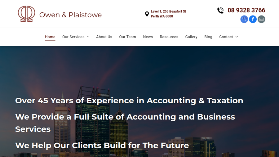 Screenshot of the Owen & Plaistowe website