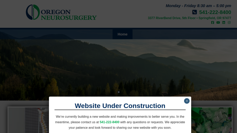 Oregon Neurosurgery website screenshot
