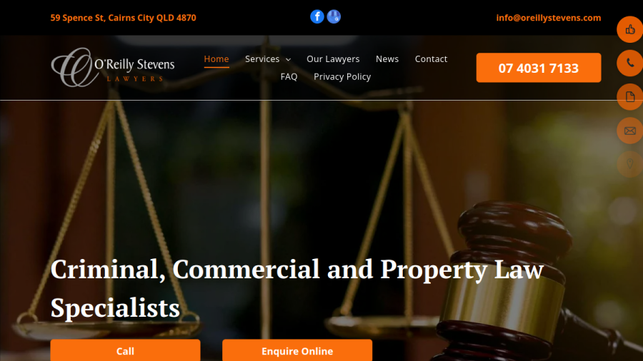 Screenshot of the O'Reilly Stevens Lawyers website