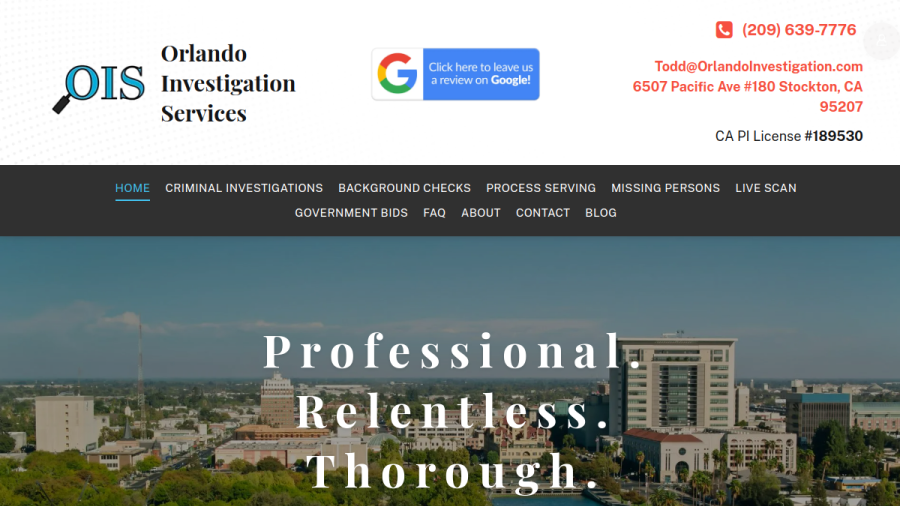 Orlando Investigation Services website