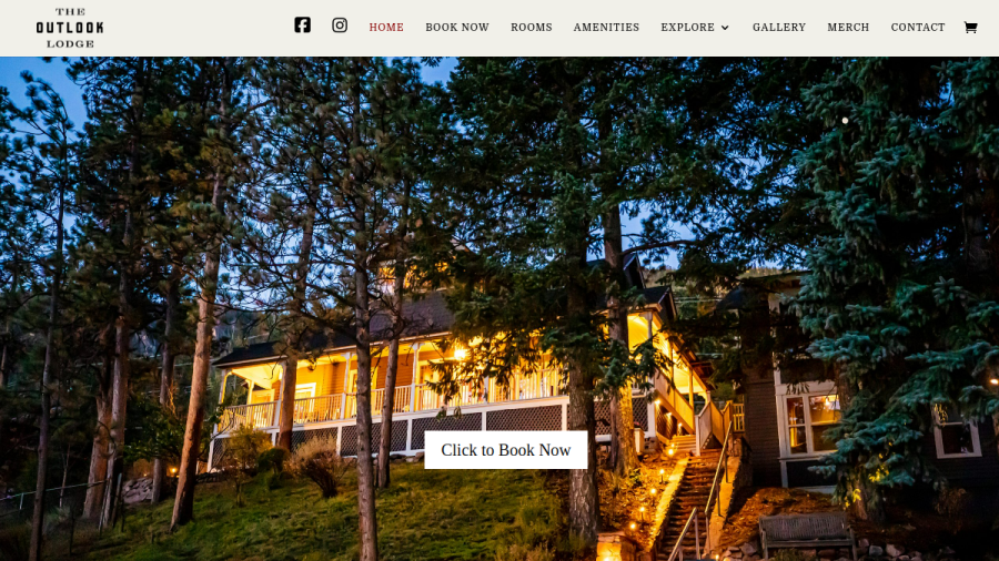 Screenshot of the The Outlook Lodge-A Top-Notch Accommodation Choice in Manitou Springs website
