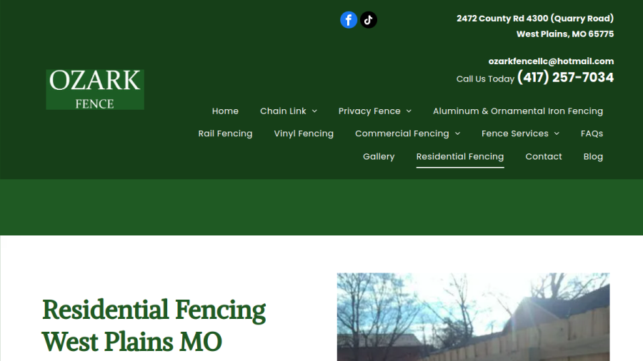 Ozark Fence LLC website