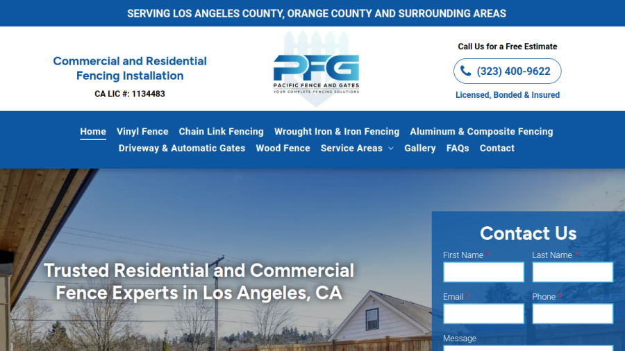Pacific Fence & Gates website