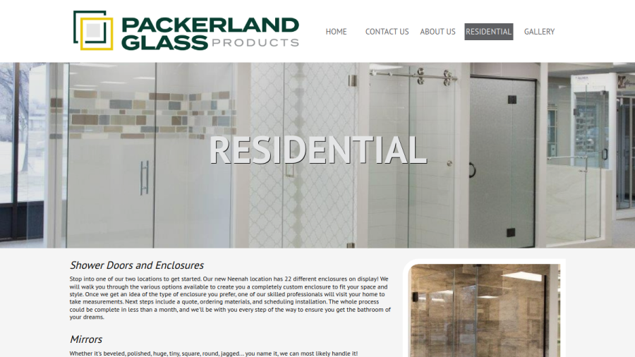 Packerland Glass website