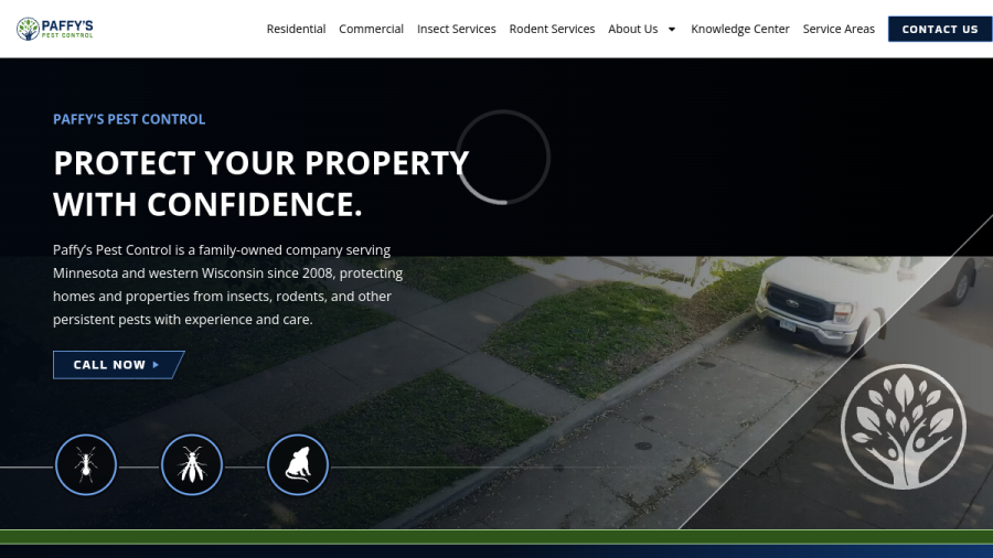Screenshot of the Paffy's Pest Control website