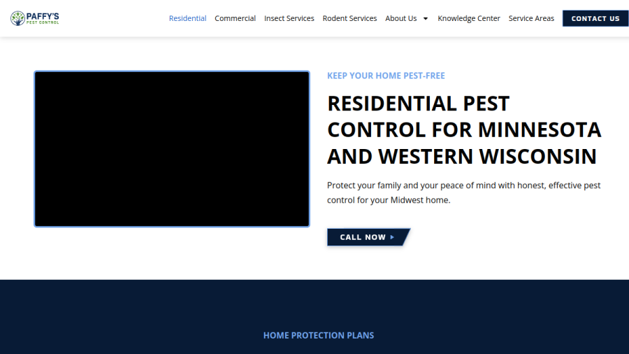 Screenshot of the Paffy's Pest Control website