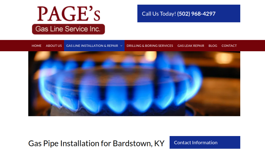 Page's Gas Line Service website