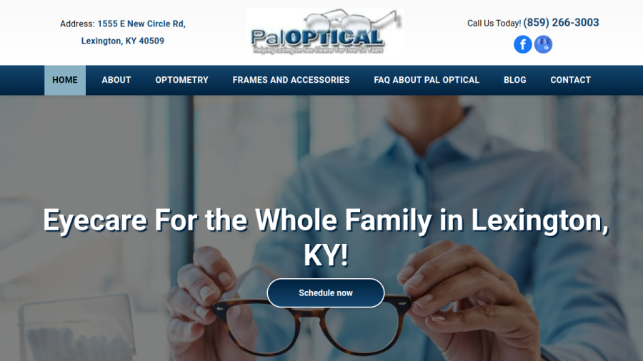 Screenshot of the Pal Optical website