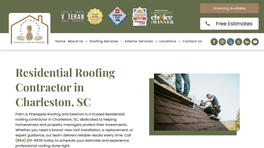 Palm & Pineapple Roofing and Exteriors website