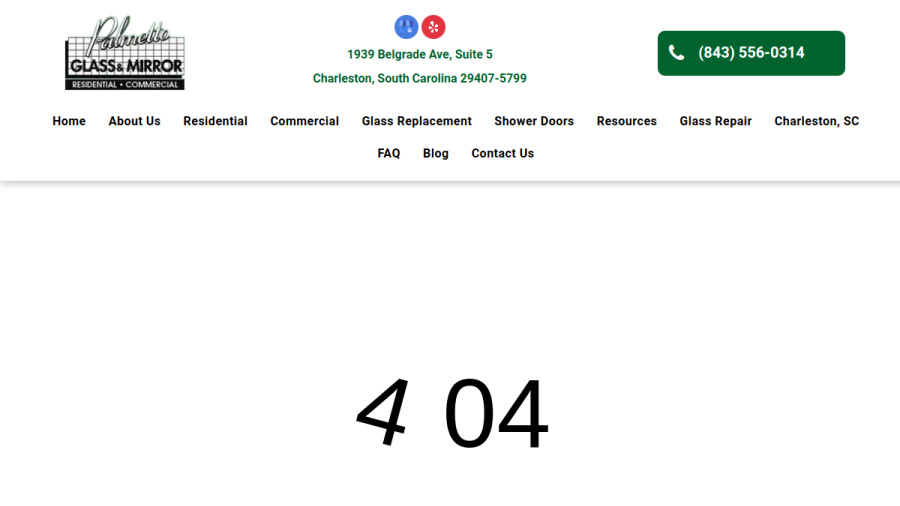 Screenshot of the Palmetto Glass & Mirror Inc website
