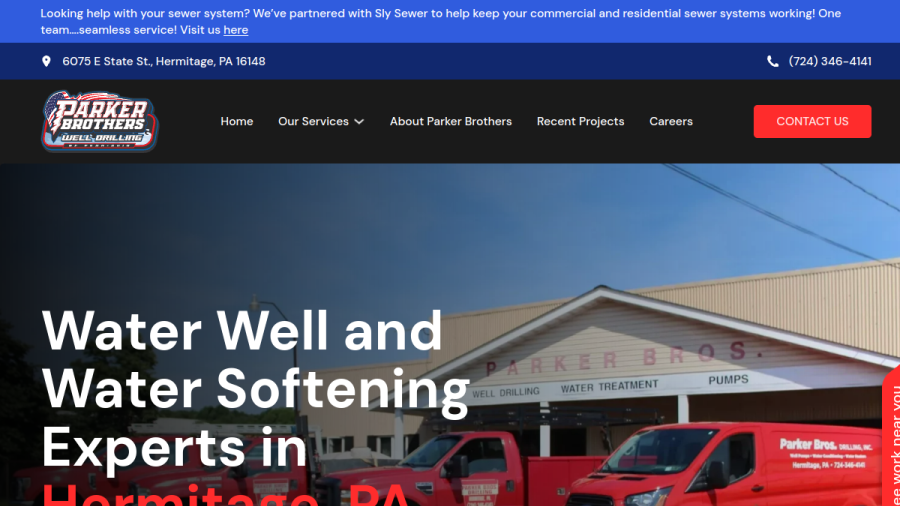 Screenshot of the Parker Brothers Well Drilling of Penn-Ohio, LLC website