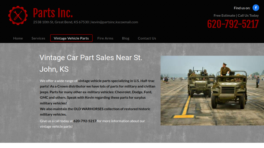 Screenshot of the Parts Inc. website
