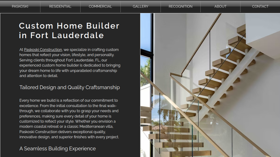 Screenshot of the Paskoski Construction website