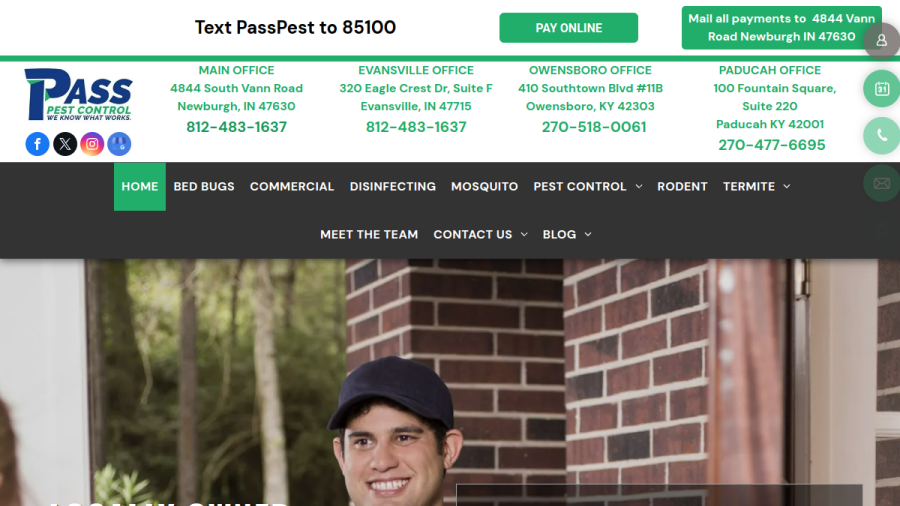 Pass Pest Control website screenshot