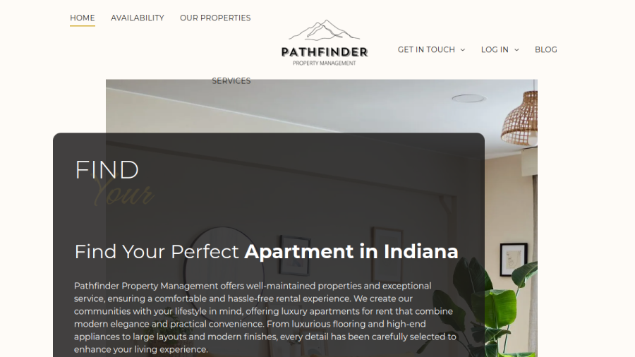 Website screenshot of Pathfinder Property Management