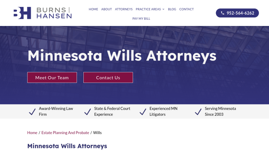 Burns & Hansen, P.A. website