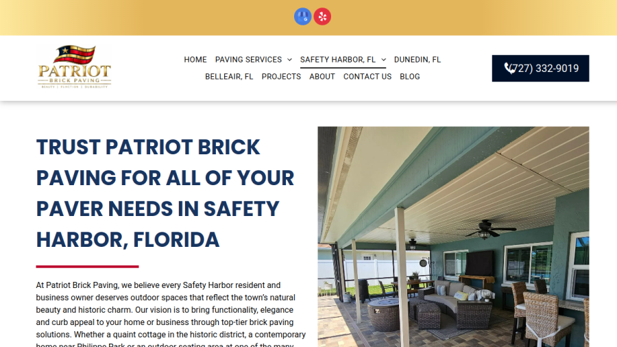 Screenshot of the Patriot Brick Paving website