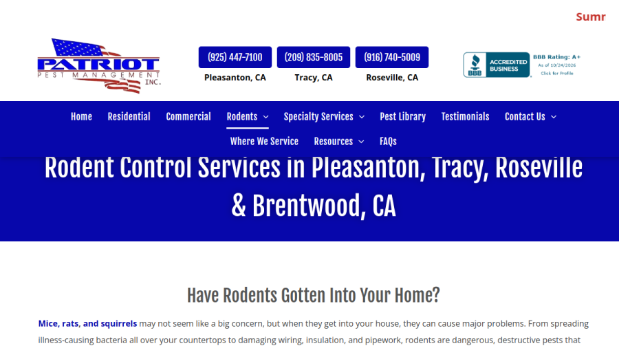 Patriot Pest Management, Inc website