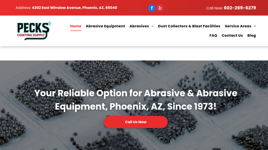 Screenshot of the Pecks Coating Supply Co. website