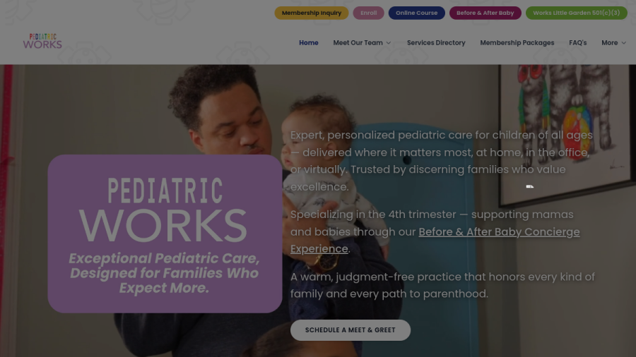 Screenshot of the Pediatric Works website