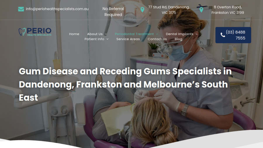 Screenshot of the Perio Health Specialists website