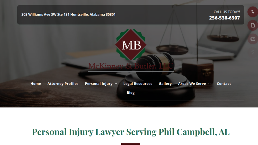 Screenshot of the McKinney & Butler LLC website