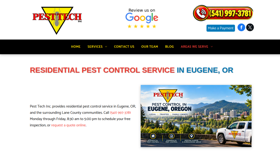 Website screenshot of Pest Tech Inc