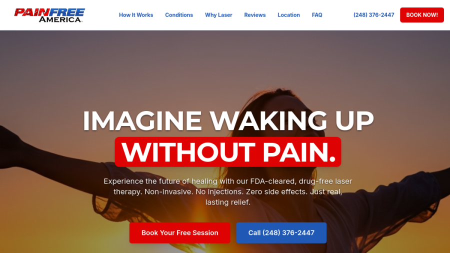 Screenshot of the Pain Free America website