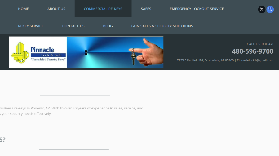 Pinnacle Lock & Safe website