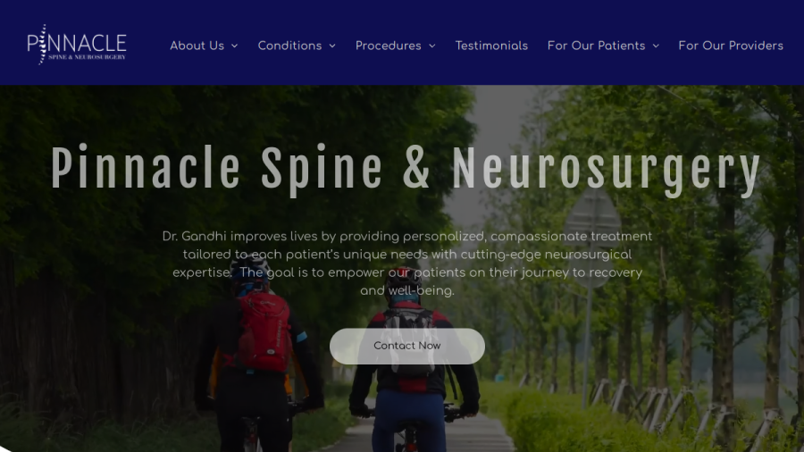 Screenshot of Pinnacle Spine & Neurosurgery website