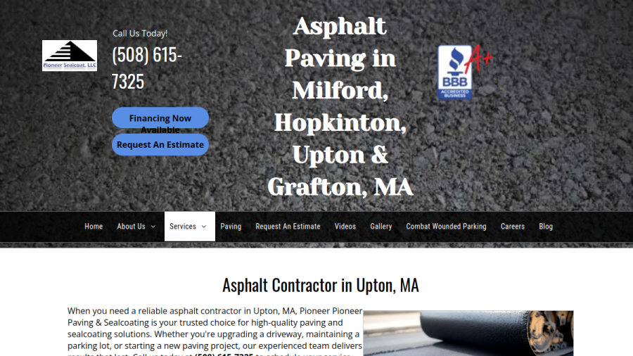 Pioneer Seal Coating & Asphalt Maintenance website