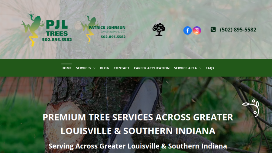 Screenshot of PJL Trees website