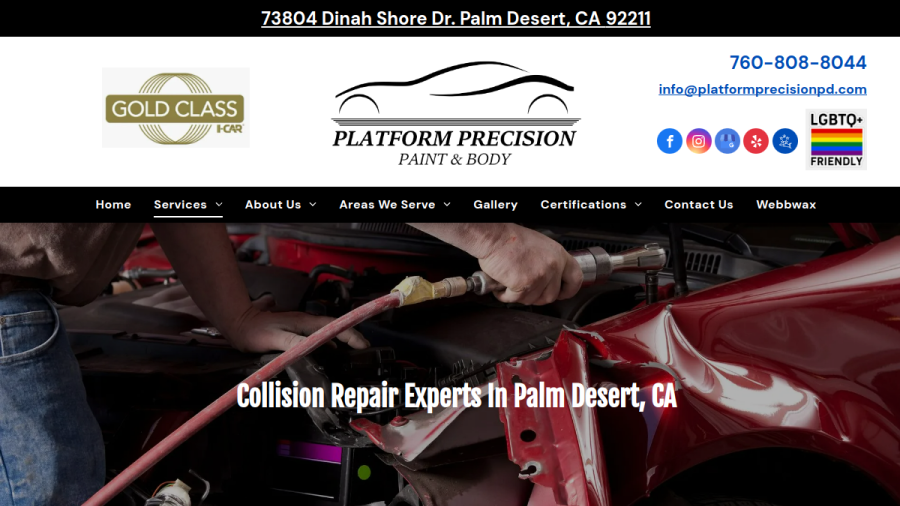 Screenshot of the Platform Precision Paint and Body website