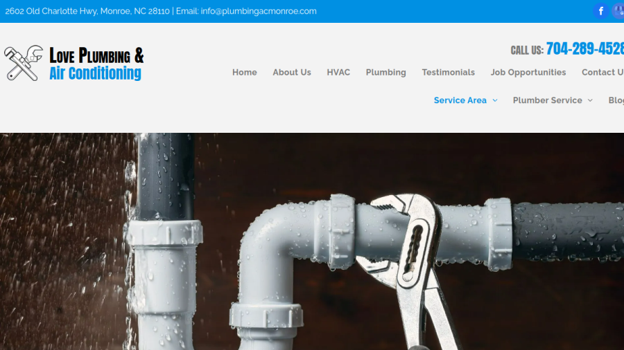 Love Plumbing & Air Conditioning Co. website