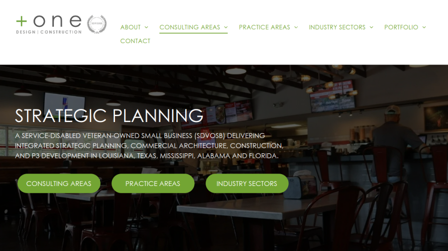 Plus One Design and Construction website