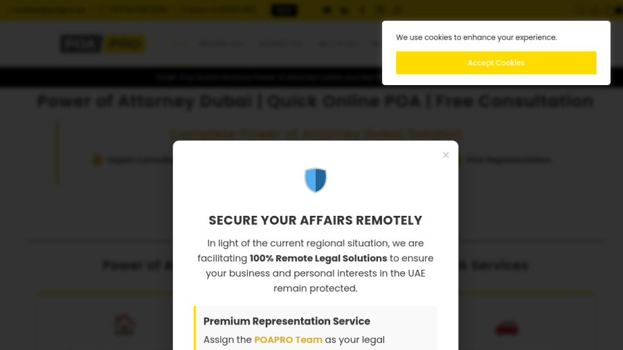 Screenshot of POA PRO website