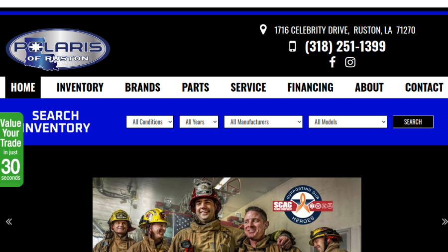 Screenshot of the Polaris of Ruston website