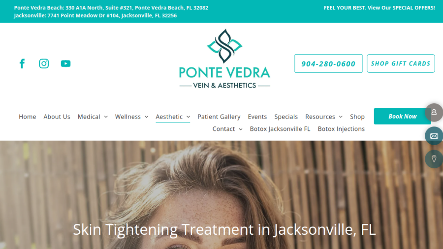 Screenshot of the Ponte Vedra Vein Institute website