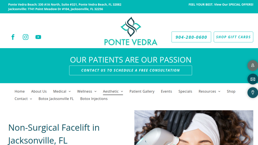 Ponte Vedra Vein Institute website