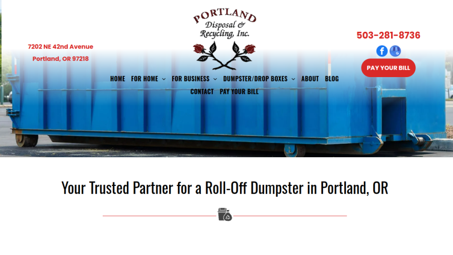Screenshot of the Portland Disposal & Recycling website
