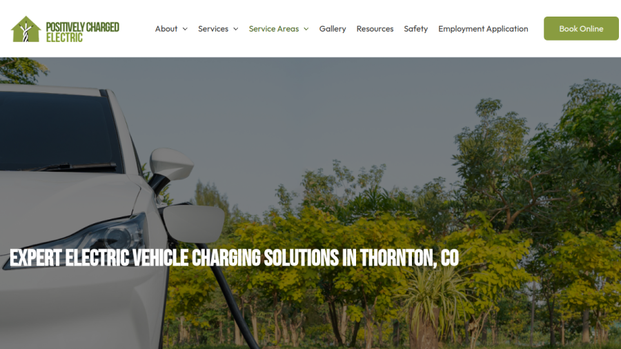 Screenshot of the Positively Charged Electric website